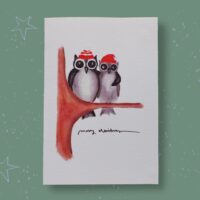 Weihnachtskarte Eulenpaar