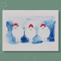 festliche Grusskarte mit süssen Schafen