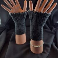 Stulpen Anthrazit mit Perlen