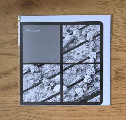 Doppelkarte Collage Steinherz Quadratisch sw
